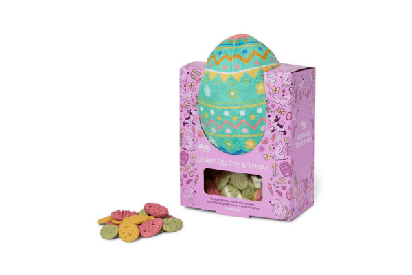 Pets at Home Easter Egg Dog Toy & Chicken Treats Set 50g